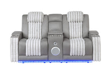 Load image into Gallery viewer, Global Furniture U8000 Grey Pwr Console Rec Loveseat W/Phr, Led And Speaker