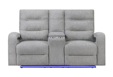 Load image into Gallery viewer, Global Furniture U6611 Grey 15 Power Console Reclining Loveseat With Led