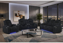 Load image into Gallery viewer, Global Furniture U8000 Black Pwr Rec Sofa/Pwr Console Rec Loveseat W/Phr