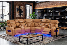 Load image into Gallery viewer, Global Furniture U8611 Camel Sectional With Power Headrest, Continuous Led And Speaker
