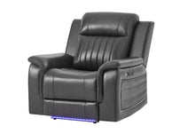 Load image into Gallery viewer, Global Furniture U8879 Blanche Charcoal With Black Welt Power Recliner With Led