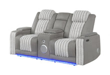 Load image into Gallery viewer, Global Furniture U8000 Grey Pwr Console Rec Loveseat W/Phr, Led And Speaker