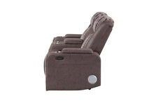 Load image into Gallery viewer, Global Furniture U8000 Brown Pwr Console Rec Loveseat W/Phr, Led And Speaker