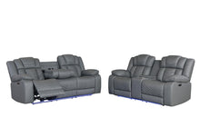 Load image into Gallery viewer, Global Furniture U7068 Grey 10 Pwr Rec Sofa/Pwr Console Rec Loveseat/Pwr Recliner W/Led