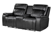 Load image into Gallery viewer, Global Furniture U8880 Black Leather Power Console Reclining Loveseat With Cooler