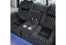 Load image into Gallery viewer, Global Furniture U8000 Black Pwr Rec Sofa/Pwr Console Rec Loveseat W/Phr