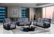 Load image into Gallery viewer, Global Furniture U5914/U5915 Grey/Black Rec Sofa/Crls W/Immersive Sound &amp; Blue Led/Rec