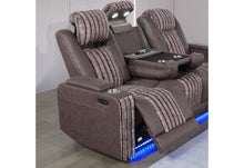 Load image into Gallery viewer, Global Furniture U8000 Brown Pwr Rec Sofa W/Phr, Ddt, Reading Light &amp; Led Light