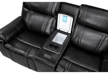 Load image into Gallery viewer, Global Furniture U8880 Black Leather Power Console Reclining Loveseat With Cooler