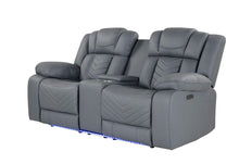 Load image into Gallery viewer, Global Furniture U7068 Grey 10 Power Console Reclining Loveseat With Led