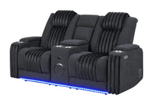 Load image into Gallery viewer, Global Furniture U8000 Black Pwr Console Rec Loveseat W/Phr, Led And Speaker