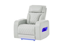 Load image into Gallery viewer, Global Furniture U8611 Blanche Silver Power Recliner With Power Headrest And Led