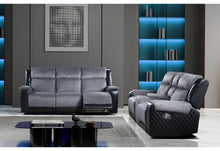 Load image into Gallery viewer, Global Furniture U5914/U5915 Grey/Black Rec Sofa/Crls W/Immersive Sound &amp; Blue Led