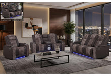 Load image into Gallery viewer, Global Furniture U8000 Brown Pwr Rec Sofa/Pwr Console Rec Loveseat W/Phr
