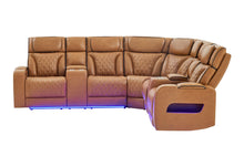 Load image into Gallery viewer, Global Furniture U8611 Camel Sectional With Power Headrest, Continuous Led And Speaker