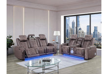 Load image into Gallery viewer, Global Furniture U8000 Brown Pwr Rec Sofa/Pwr Console Rec Loveseat W/Phr
