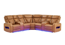 Load image into Gallery viewer, Global Furniture U8611 Camel Sectional With Power Headrest, Continuous Led And Speaker