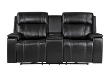 Load image into Gallery viewer, Global Furniture U8880 Black Leather Power Console Reclining Loveseat With Cooler