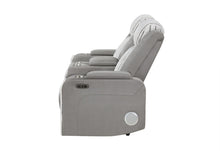 Load image into Gallery viewer, Global Furniture U8000 Grey Pwr Console Rec Loveseat W/Phr, Led And Speaker