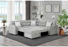 Load image into Gallery viewer, Global Furniture U9401 Nickel Sofa Bed Sectional With 3 Pillows And Ottoman