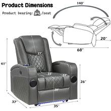 Load image into Gallery viewer, Acme Alair Power Motion Recliner W/Bluetooth, Wireless Charger &amp; Cupholder