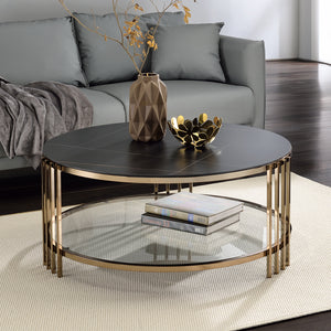 Acme Abisha Sintered Stone Top & Champagne  Coffee Table