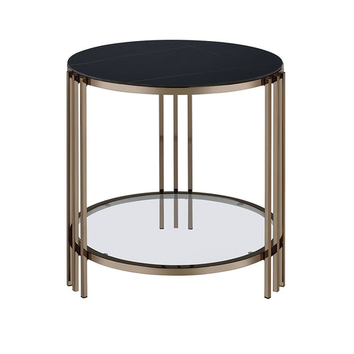Acme Abisha Sintered Stone Top & Champagne  End Table