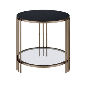 Acme Abisha Sintered Stone Top & Champagne  End Table