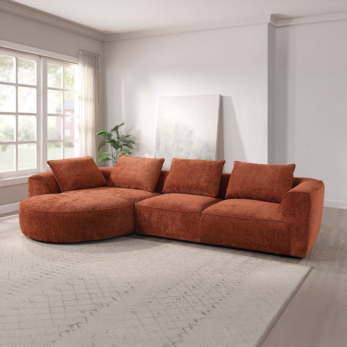 Acme Aceso Rust Brown Chenille Sectional Sofa w/4 Pillows