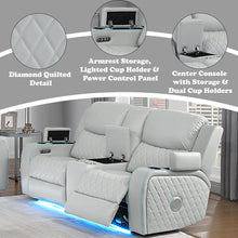 Load image into Gallery viewer, Acme Elonzo Power Motion Loveseat w/Console, LED, Power Headrest &amp; Speaker