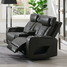 Load image into Gallery viewer, Acme Taddeo Power Motion Loveseat w/Console, Speaker, USB, Wireless Charger &amp; LED