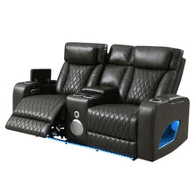 Load image into Gallery viewer, Acme Taddeo Power Motion Loveseat w/Console, Speaker, USB, Wireless Charger &amp; LED