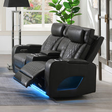 Load image into Gallery viewer, Acme Taddeo Power Motion Loveseat w/Console, Speaker, USB, Wireless Charger &amp; LED