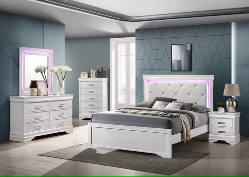 Nora White LED Bedroom Set