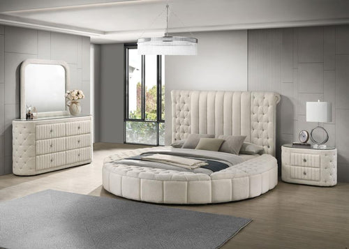 Sonya Upholstered Queen Ivory Bedroom Set (4 PC)