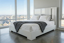 Load image into Gallery viewer, Edgar's Vienna Full/Queen HB w/LED Lights &amp; Modern Platform - White Gloss/Light Gray