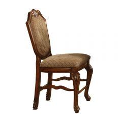 ACME CHATEAU DE VILLE FABRIC & CHERRY FINISH COUNTER HEIGHT CHAIR (SET-2)