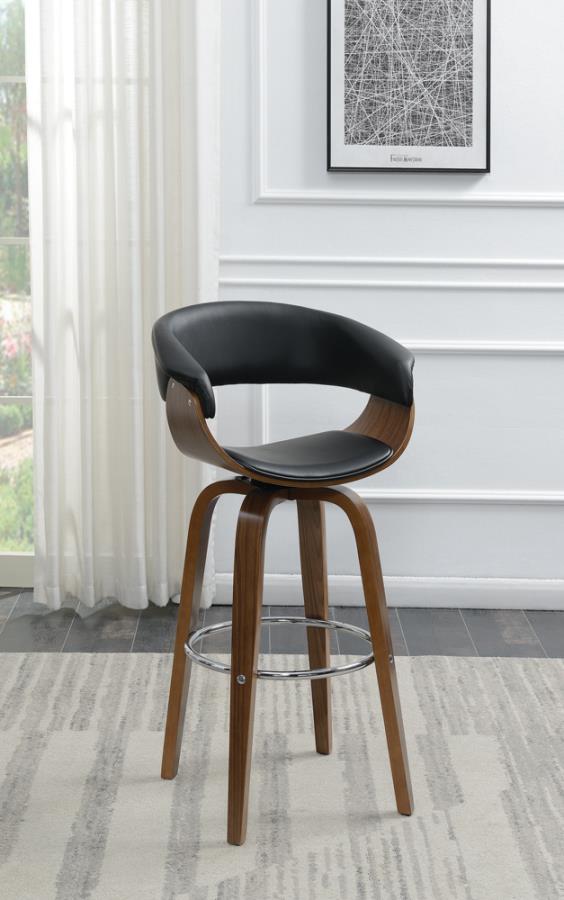 COASTER BLACK AND WALNUT SEAT FOR BAR STOOL, BLACK, BOX 1 OF 2