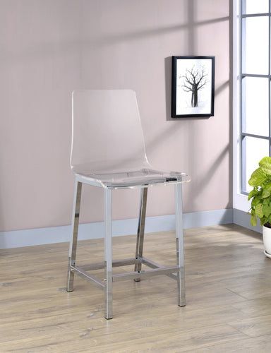 COASTER DINING-ROOM COUNTER HEIGHT STOOLS CHROME AND CLEAR ACRYLIC