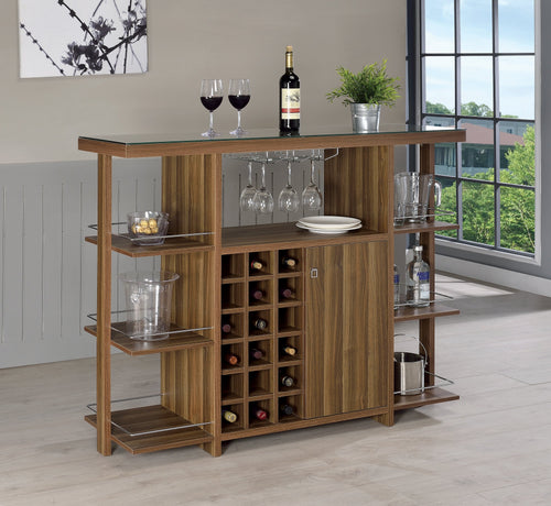COASTER DINING-ROOM BAR UNIT WITH WINE BOTTLE STORAGE WALNUT