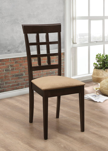 COASTER DINING-ROOM GABRIEL LATTICE BACK SIDE CHAIRS CAPPUCCINO AND TAN