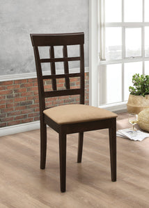 COASTER DINING-ROOM GABRIEL LATTICE BACK SIDE CHAIRS CAPPUCCINO AND TAN