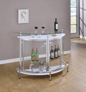 COASTER DINING-ROOM 2-TIER BAR UNIT WHITE AND CHROME