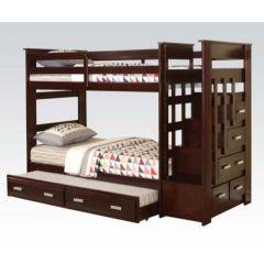 ACME ALLENTOWN ESPRESSO FINISH TWIN/TWIN BUNK BED W/TRUNDLE & LADDER