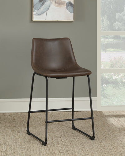 COASTER DINING-ROOM ARMLESS COUNTER HEIGHT STOOLS TWO-TONE BROWN AND BLACK