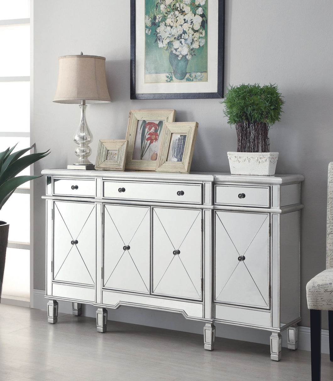 COASTER OFFICE-ACCESSORY 4-DOOR WINE CABINET CLEAR MIRROR