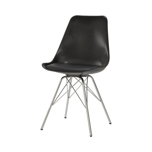 COASTER DINING-ROOM ARMLESS DINING CHAIRS BLACK AND CHROME