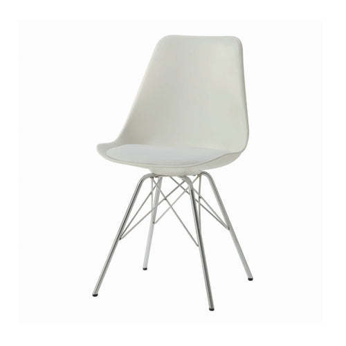 COASTER DINING-ROOM ARMLESS DINING CHAIRS WHITE AND CHROME