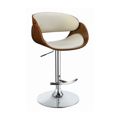 COASTER DINING-ROOM ADJUSTABLE BAR STOOL ECRU AND CHROME