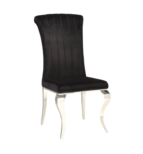 COASTER CARONE UPHOLSTERED SIDE CHAIR (BLACK AND CHROME)
